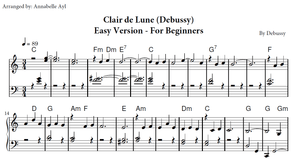 Clair de Lune Easy Piano Sheet Music | Claude Debussy