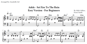 Easy Set Fire to the Rain Piano Sheet Music | Adele