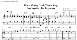 Howl's Moving Castle Piano Easy Sheet Music | Movie Soundtrack Song