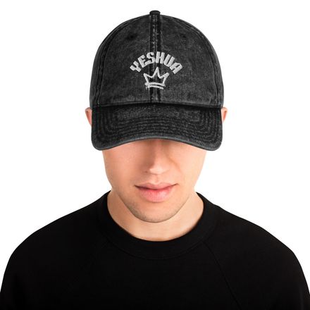 Yeshua is King - Black Vintage Cap - 100% Cotton