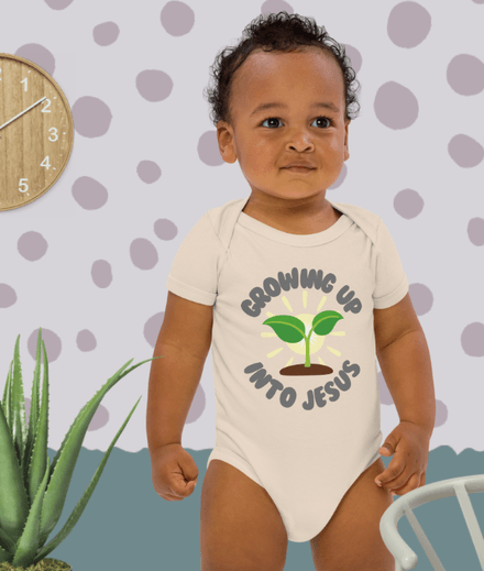 Growing Up Into Jesus - Organic Cotton Baby Bodysuit - 100% Cotton