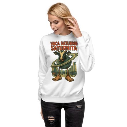 Sudadera Premium Vaca Saturno Saturnita - Mujer