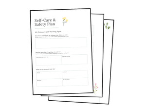 Self-Care &amp; Safety Plan - Minimalist Floral, 3 pages