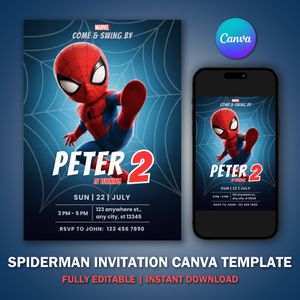 Spiderman Kids Invitation Template V1 for Birthday Party 