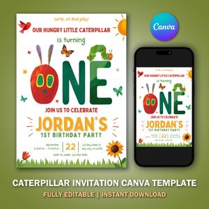 Very Hungry Caterpillar Invitation Template For Birthday Party V1 