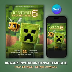 Minecrafter Invitation Template V5 for Birthday Party 