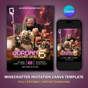 Minecrafter Invitation Template V20 for Birthday Party