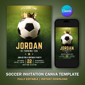 Soccer Invitation Template for Birthday Party V3