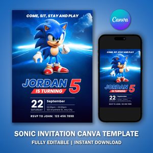 Sonic Invitation Template V2 for Birthday Party 