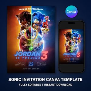 Sonic Shadow Invitation Template V5 for Birthday Party