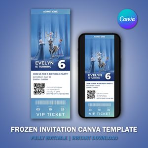 Frozen Invitation Ticket Template for Movie Party V2