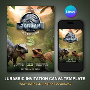 Jurassic Park Invitation Template V1 for Birthday Party 