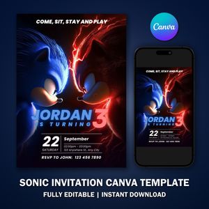 Sonic Shadow Invitation Template V3 for Birthday Party