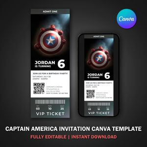 Captain Ticket Invitation Canva Template V1 for Movie Party 