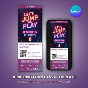 Jump Ticket Invitation Template For Trampoline Party Bounce House V2