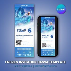 Frozen Invitation Ticket Template for Movie Party V1