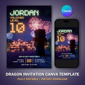 Minecrafter Invitation Template V2 for Birthday Party 