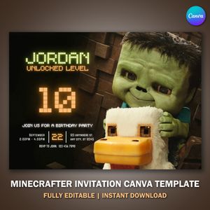 Minecrafter Invitation Template V22 for Birthday Party 