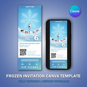 Frozen Invitation Ticket Template for Movie Party V3