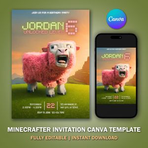 Minecrafter Invitation Template V6 for Birthday Party