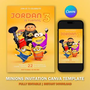 Minions Invitation Template V4 for Birthday Party