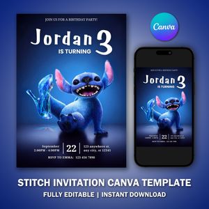 Stitch Invitation Template V8 for Birthday Party