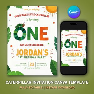 Very Hungry Caterpillar Invitation Template For Birthday Party V2