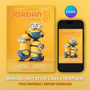 Minions Invitation Template V5 for Birthday Party