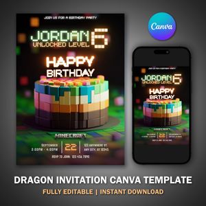 Minecrafter Invitation Template V3 for Birthday Party 