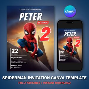 Spiderman Kids Invitation Template V2 for Birthday Party 