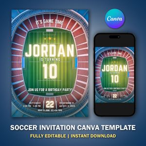 Soccer Invitation Template for Birthday Party V4 