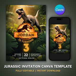 Jurassic Park Invitation Template V2 for Birthday Party 
