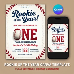 Rookie of the Year Baseball Sports Invitation Template V3