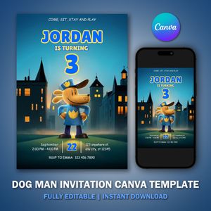 Dogman Invitation Template for Birthday Party V1