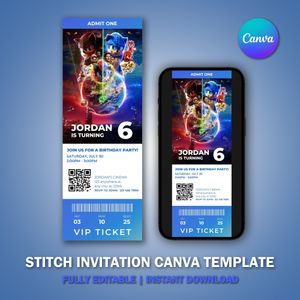 Sonic Shadow Ticket Invitation Template V1 for Movie Party 