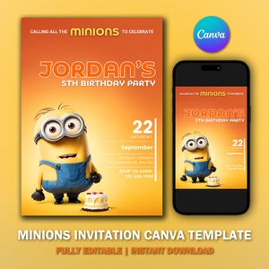 Minions Invitation Template V2 for Birthday Party
