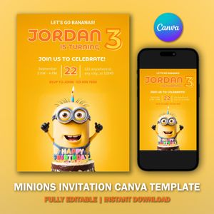 Minions Invitation Template V1 for Birthday Party 