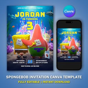 Sponge Birthday Invitation Template V1