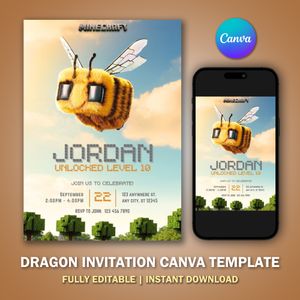 Minecrafter Invitation Template V1 for Birthday Party 