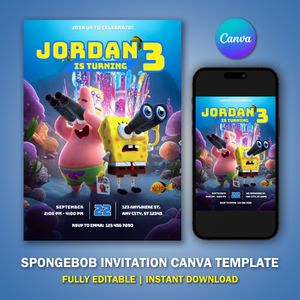 Sponge Birthday Invitation Template V2