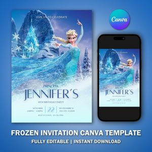 Frozen Invitation Template for Birthday Party V4 