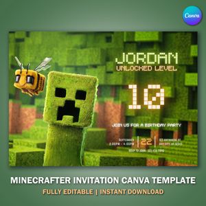 Minecrafter Invitation Template V15 for Birthday Party