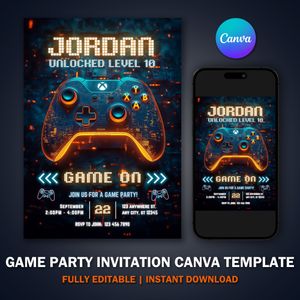 Video Game Party Invitation Template V1