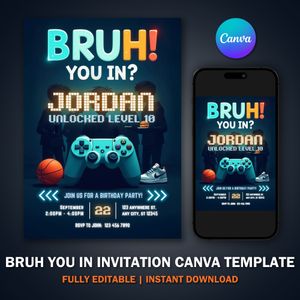 Bruh You In Invitation Template For Birthday Party V1