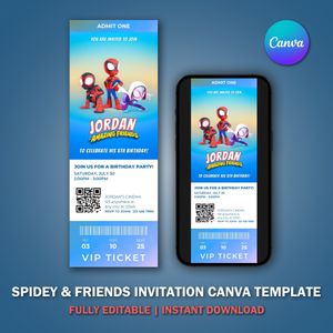Spidey and His Amazing Friends Ticket Invitation Template V2