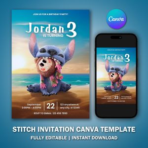 Stitch Invitation Template V5 for Birthday Party