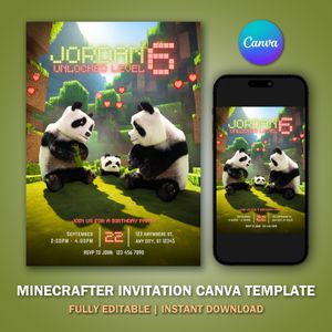 Minecrafter Invitation Template V11 for Birthday Party