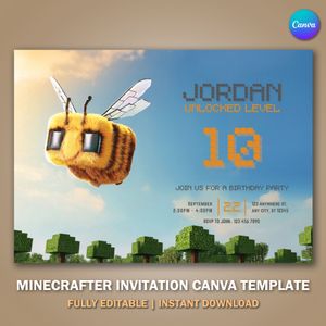 Minecrafter Invitation Template V16 for Birthday Party