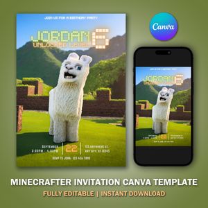 Minecrafter Invitation Template V7 for Birthday Party 