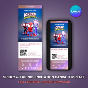 Spidey and His Amazing Friends Ticket Invitation Template V1 